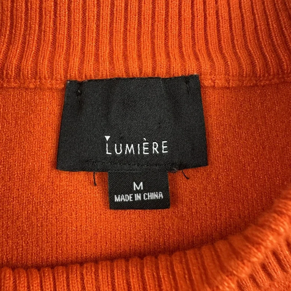 Lumiere‎ Women's Orange Crewneck Cropped Sweater Size Medium